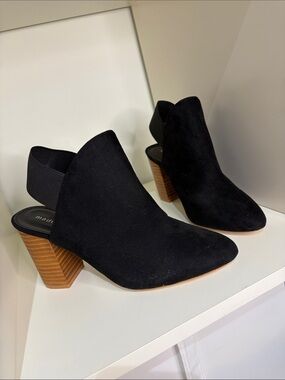 Black Suede Slingback Block Heels 39